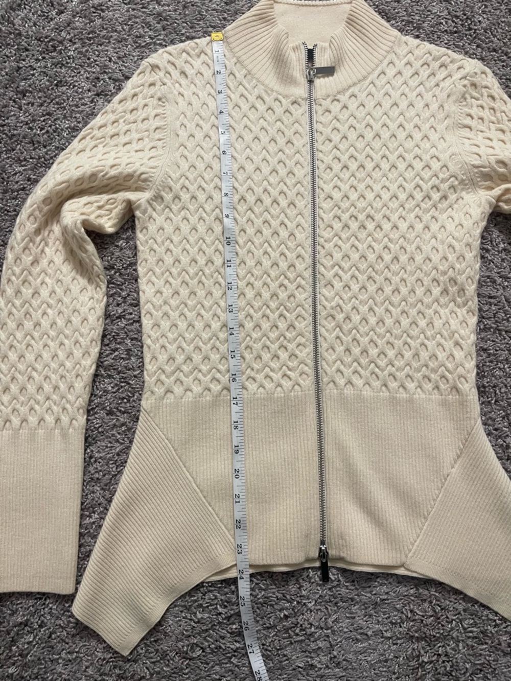 Karen Millen Cream Wool Zip-Front Cardigan - Picture 8 of 11
